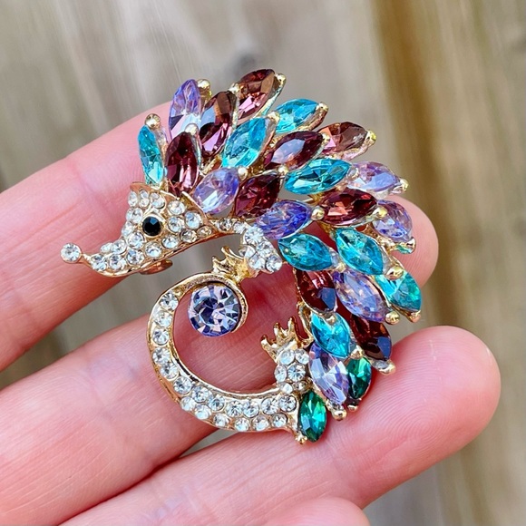 Hedgehog Brooch Hedgehog Pin Rhinestone Hedgehog Pin Hedgehog Pendant - Picture 6 of 9